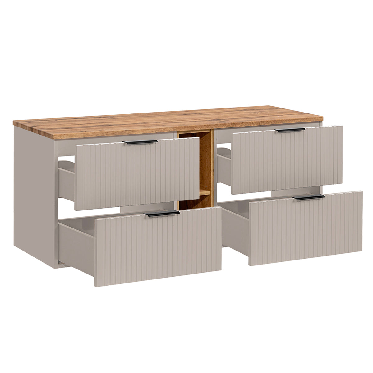 Meuble sous-vasque 140cm 2 niches Adriel Cachemire et Bois - vue 2