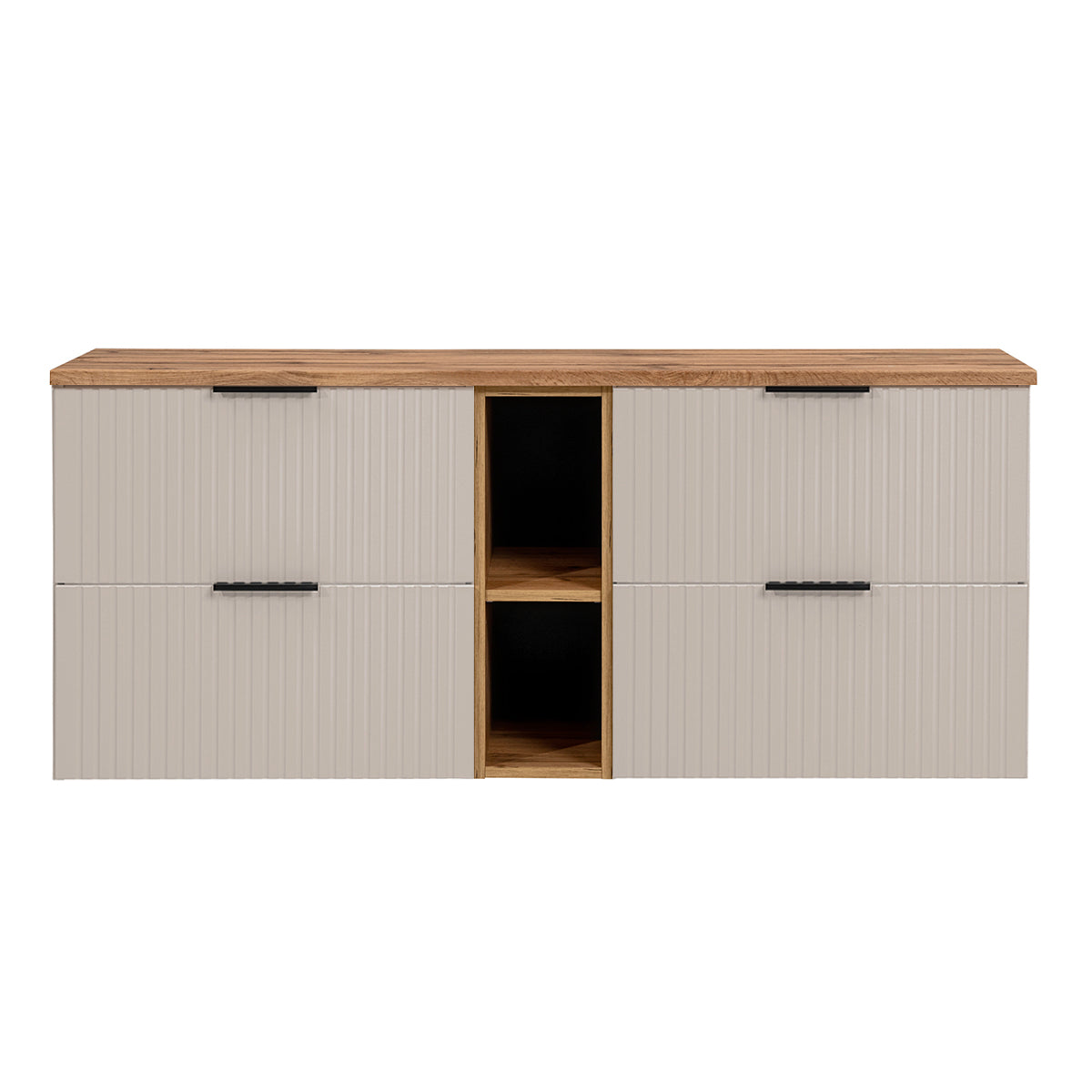 Meuble sous-vasque 140cm 2 niches Adriel Cachemire et Bois - vue 3