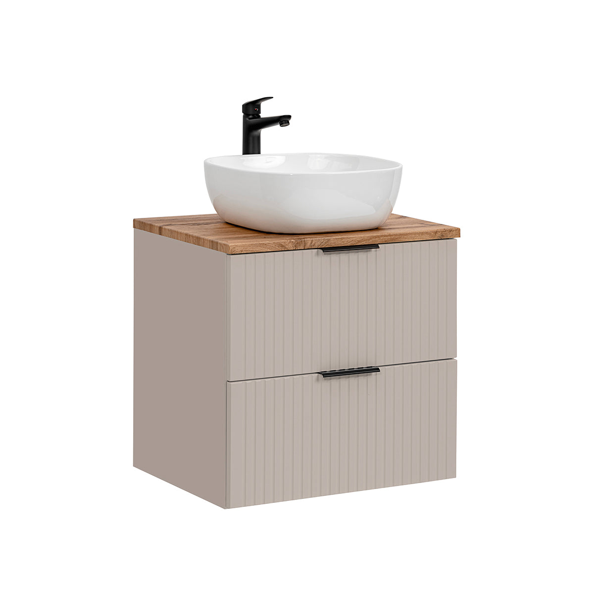 Ensemble meuble simple vasque 60cm et colonne Adriel Cachemire et Bois - vue 3