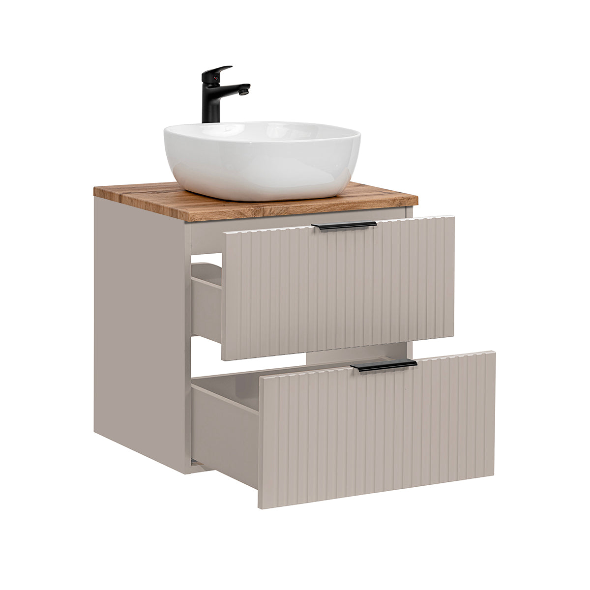 Ensemble meuble simple vasque 60cm et colonne Adriel Cachemire et Bois - vue 4