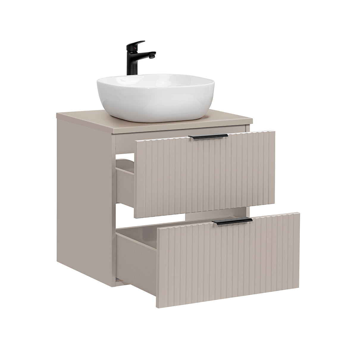 Ensemble meuble simple vasque 60cm et colonne Adriel Cachemire - vue 4