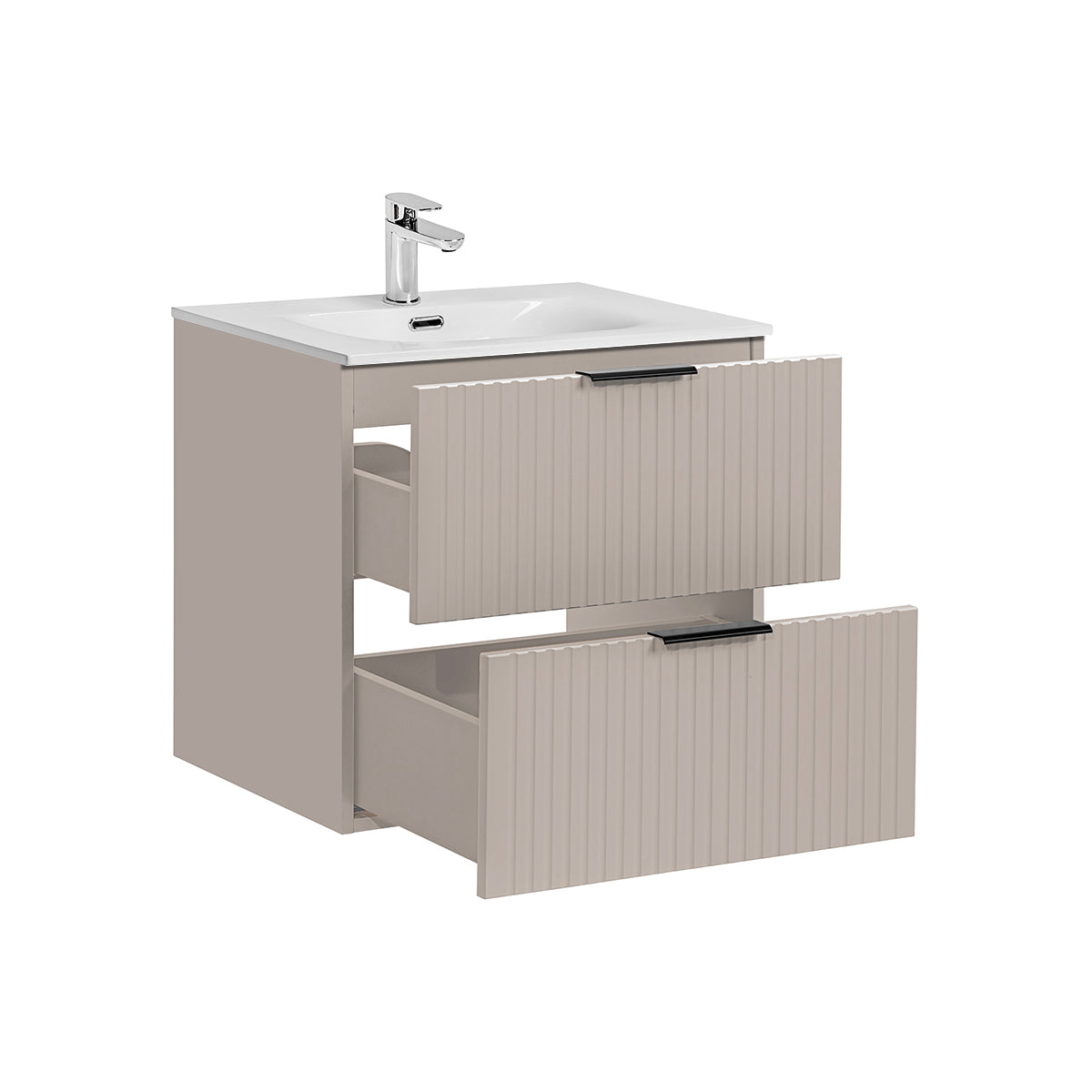 Ensemble meuble simple vasque encastrée 60cm et colonne Adriel Cachemire - vue 4
