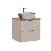 Meuble simple vasque effet pierre 60cm Adriel Cachemire et Bois