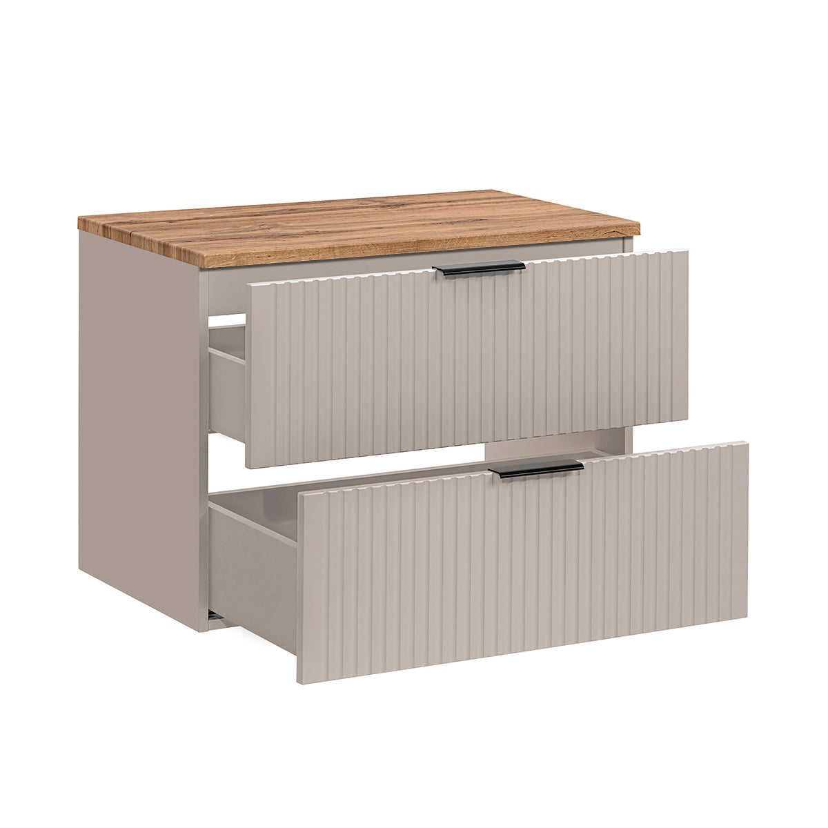 Meuble sous-vasque 80cm plan de toilette Adriel Cachemire et Bois - vue 2