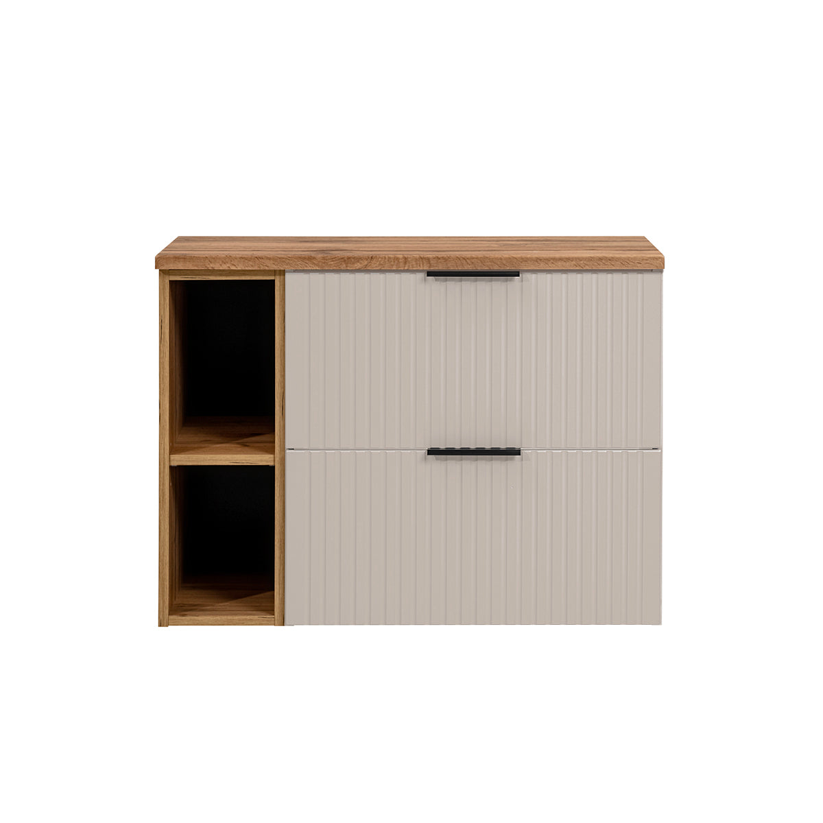Meuble sous-vasque 80cm 2 niches Adriel Cachemire et Bois - vue 3