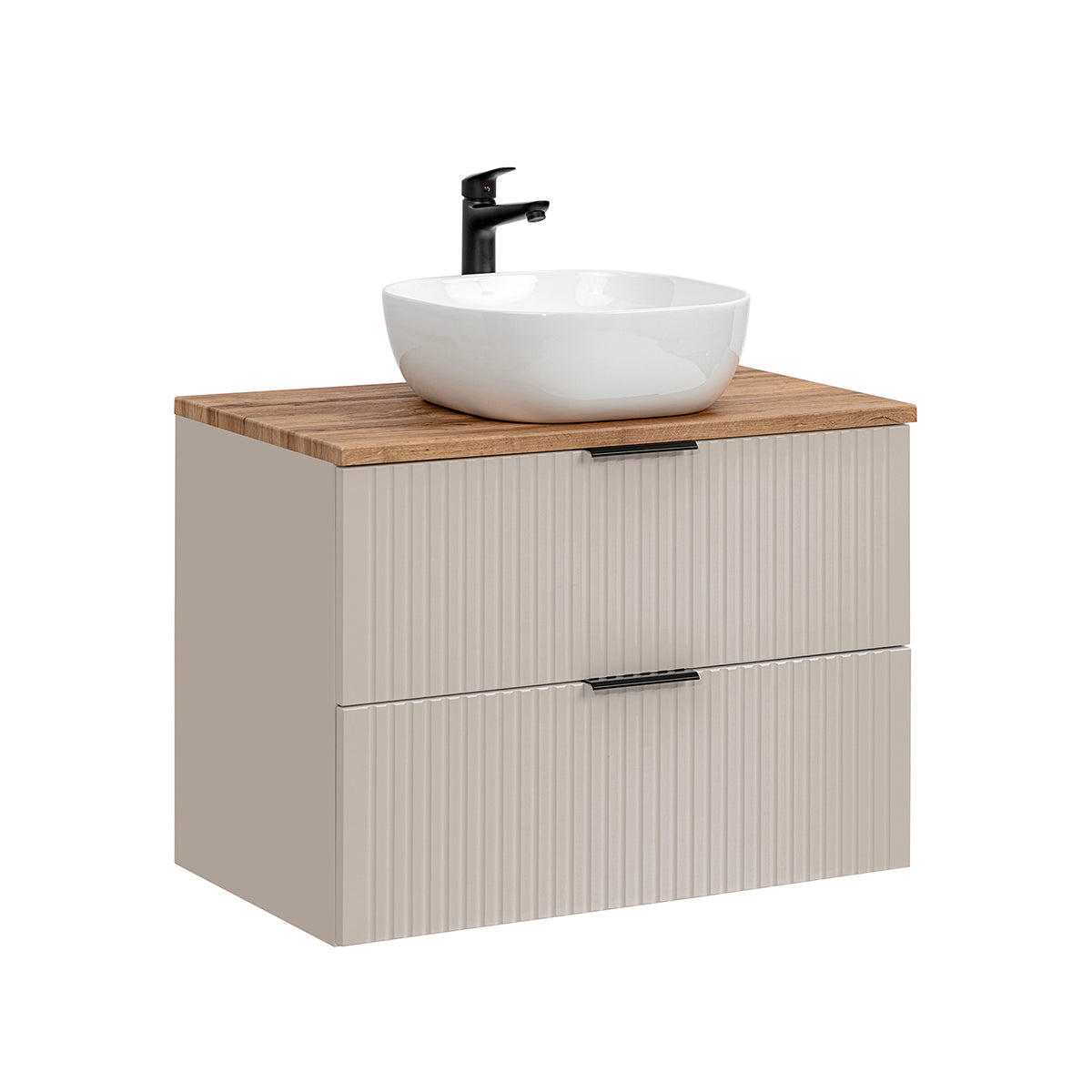 Ensemble meuble simple vasque 80cm et colonne Adriel Cachemire et Bois - vue 3
