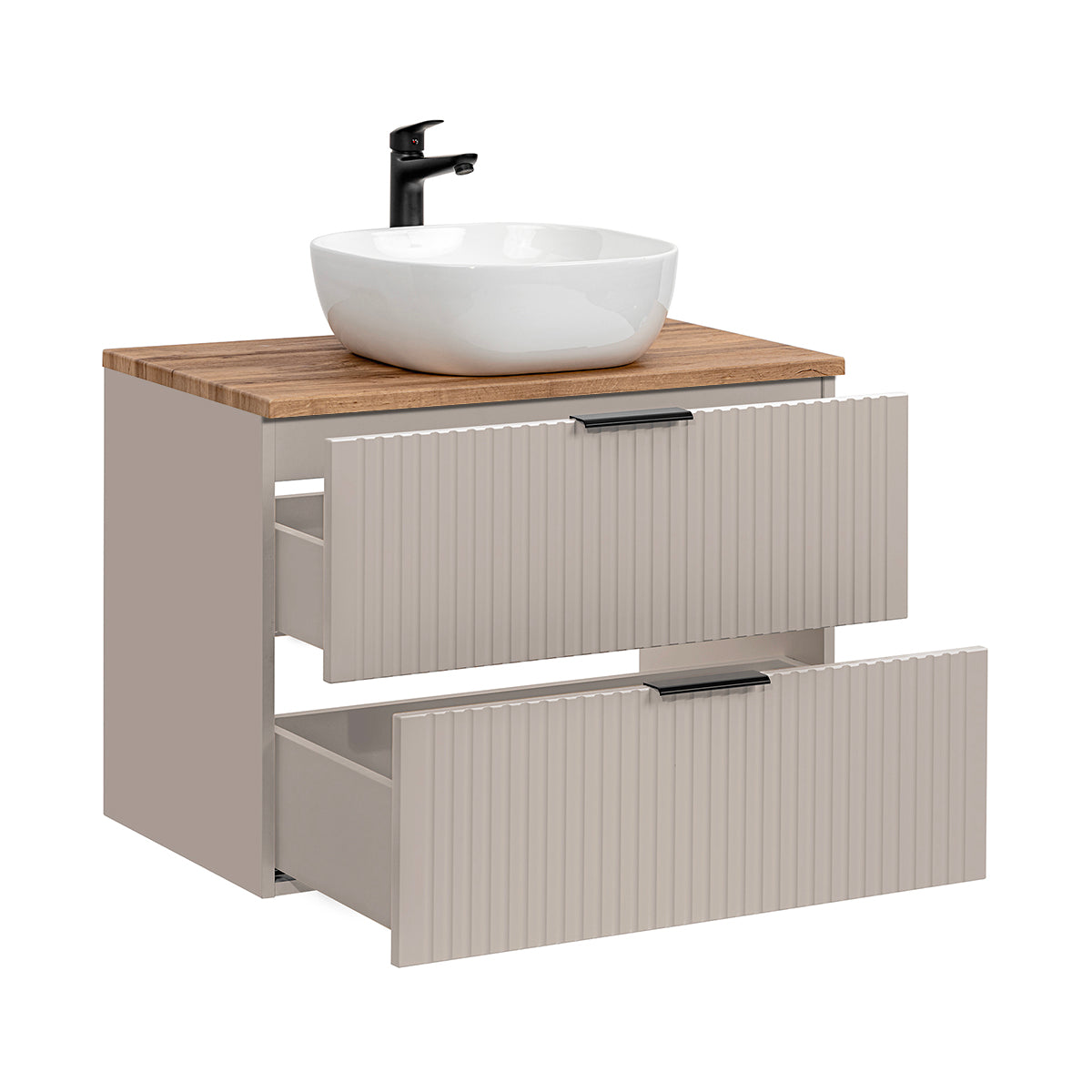 Ensemble meuble simple vasque 80cm et colonne Adriel Cachemire et Bois - vue 4