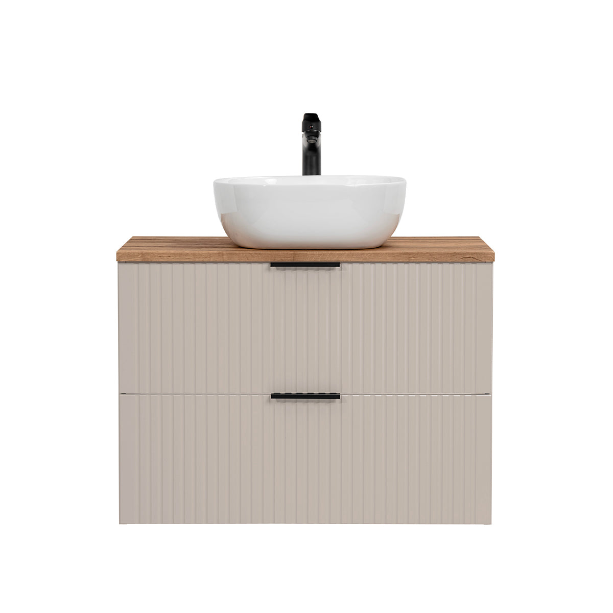 Meuble simple vasque 80cm Adriel Cachemire et Bois - vue 3