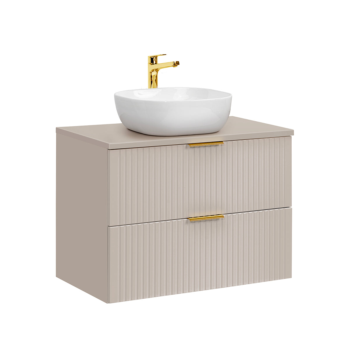 Ensemble meuble simple vasque 80cm et colonne Adriel Cachemire - vue 3