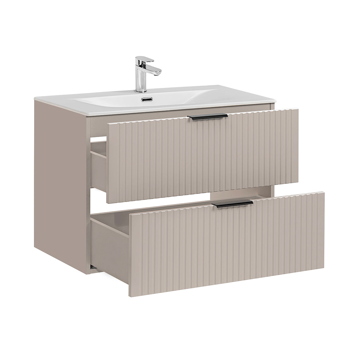 Meuble simple vasque encastrée 80cm Adriel Cachemire - vue 2