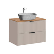 Meuble simple vasque effet pierre 80cm Adriel Cachemire et Bois