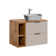 Meuble simple vasque effet pierre 80cm 2 niches Adriel Cachemire et Bois