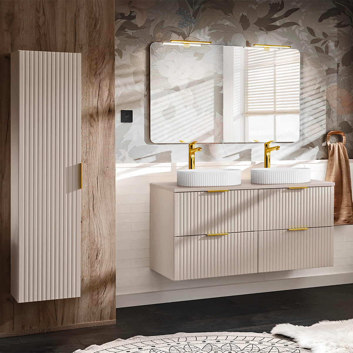 Meuble sous-vasque 60cm plan de toilette Adriel Cachemire - vue 3