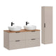 Ensemble meuble double vasque 120cm et colonne Adriel Cachemire et Bois