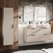 Ensemble meuble double vasque 120cm et colonne Adriel Cachemire