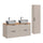 Ensemble meuble double vasque 120cm et colonne Adriel Cachemire Bois et effet Pierre
