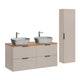 Ensemble meuble double vasque 120cm et colonne Adriel Cachemire Bois et effet Pierre