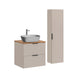 Ensemble meuble simple vasque 60cm et colonne Adriel Cachemire Bois et effet Pierre