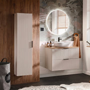 Ensemble meuble simple vasque 80cm et colonne Adriel Cachemire et Bois
