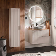 Ensemble meuble simple vasque 80cm et colonne Adriel Cachemire Bois et effet Pierre