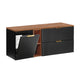 Meuble sous-vasque 140cm 2 niches panier à linge Adriel Noir et Bois