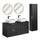 Ensemble meuble double vasque 120cm miroirs LED et colonne Adriel Noir