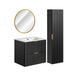 Ensemble meuble simple vasque encastrée 60cm miroir LED et colonne Adriel Noir