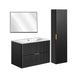 Ensemble meuble simple vasque encastrée 80cm miroir LED et colonne Adriel Noir