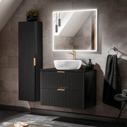 Ensemble meuble simple vasque 80cm miroir LED et colonne Adriel Noir