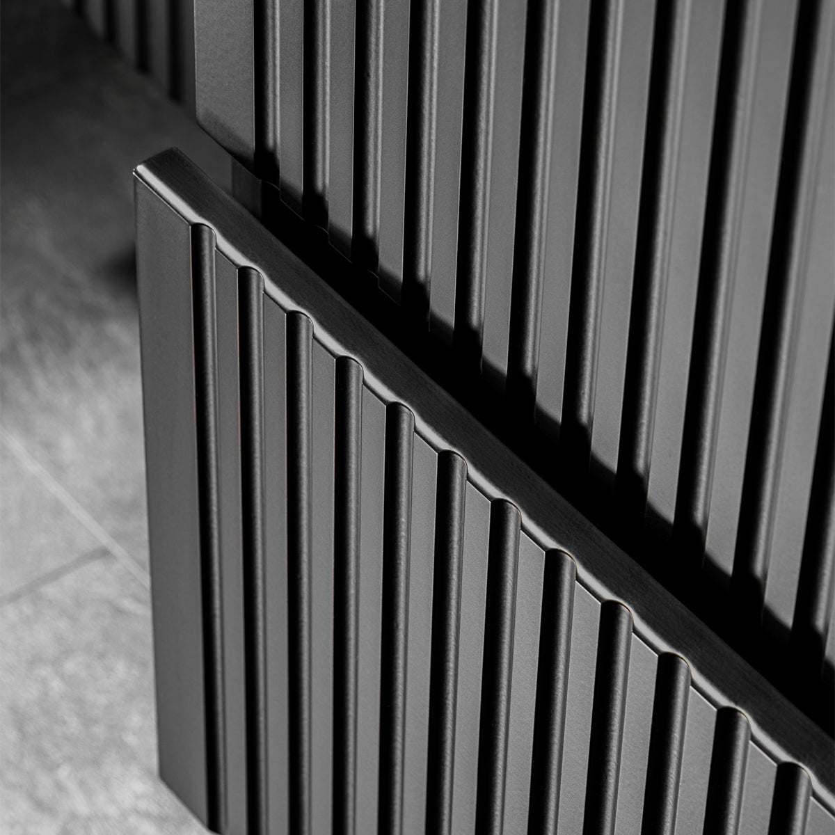 Meuble simple vasque 80cm 2 niches Adriel Noir et Bois - vue 5