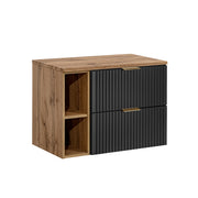 Meuble sous-vasque 80cm 2 niches Adriel Noir et Bois