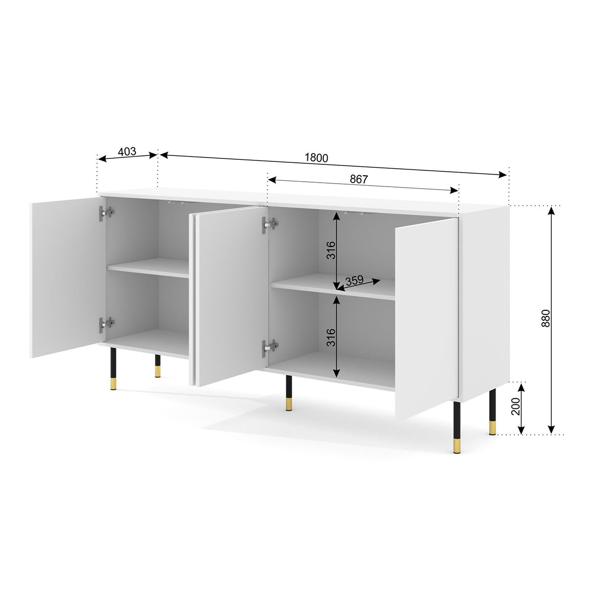 Buffet 4 portes Aglaé Blanc - vue 6