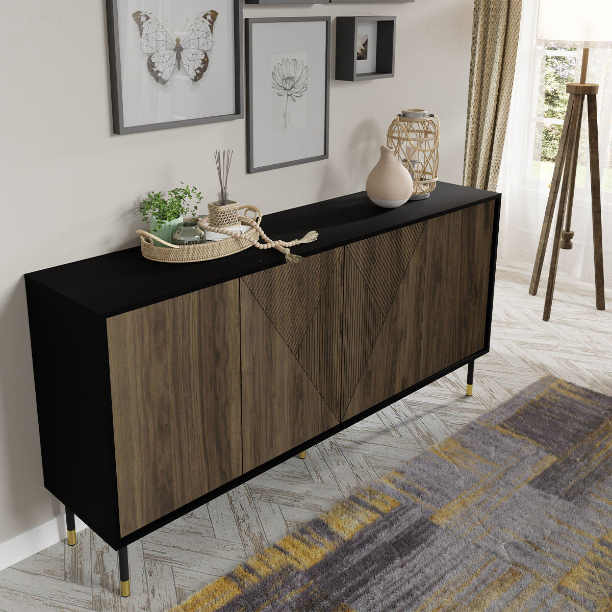Buffet 4 portes Aglaé Bois et Noir - vue 4