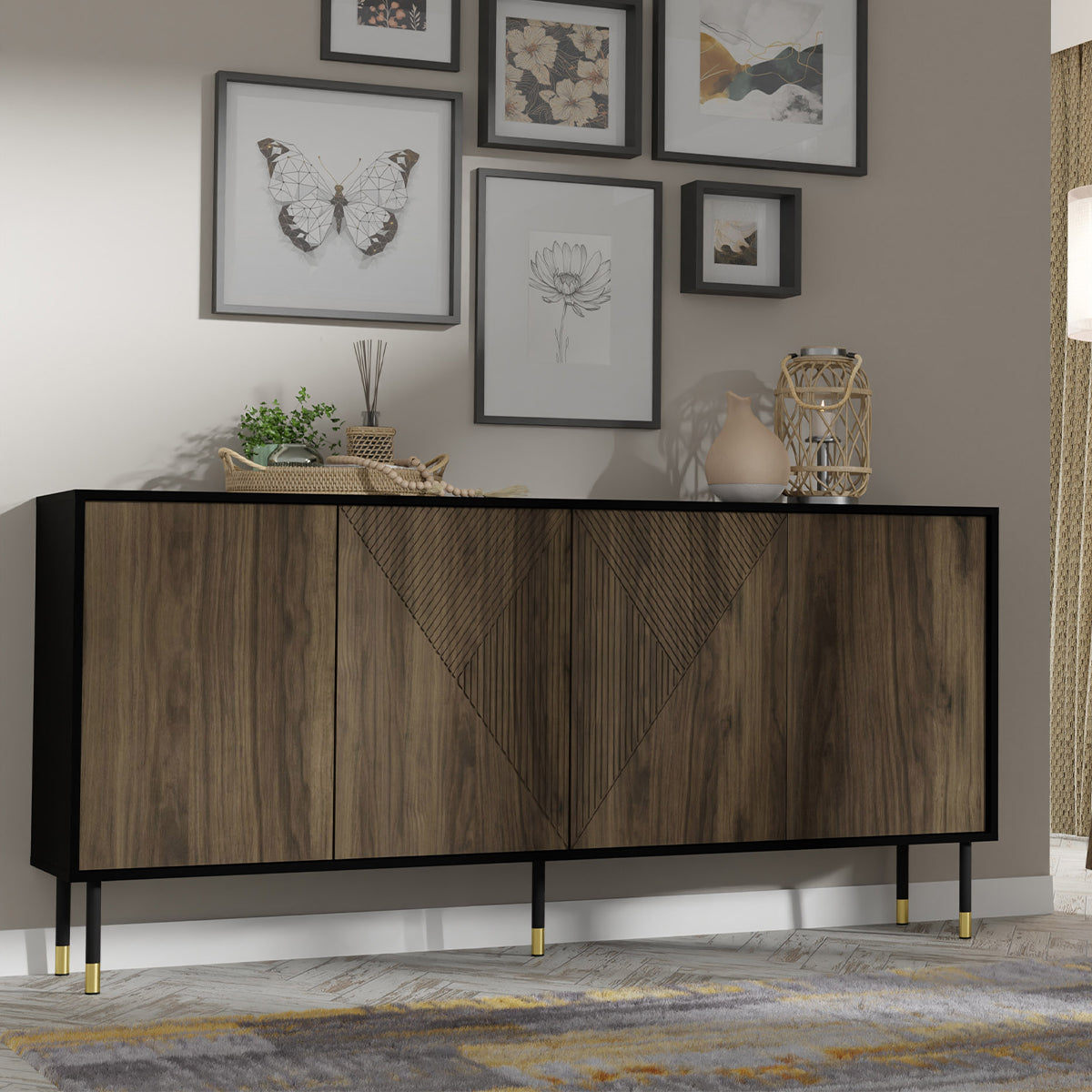 Buffet 4 portes Aglaé Bois et Noir - vue 5