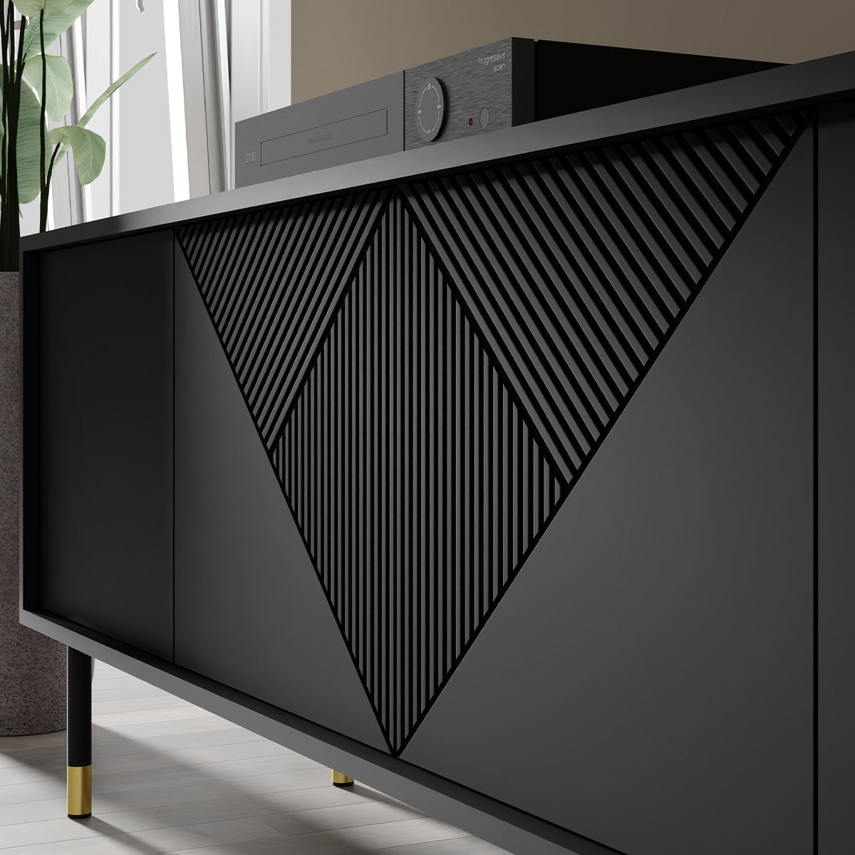 Meuble TV 4 portes 180 cm Aglaé Noir - vue 5