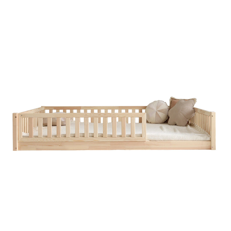 Lit 140x190 barrière et sommier inclus pieds 1 cm Agnès Bois - vue 2