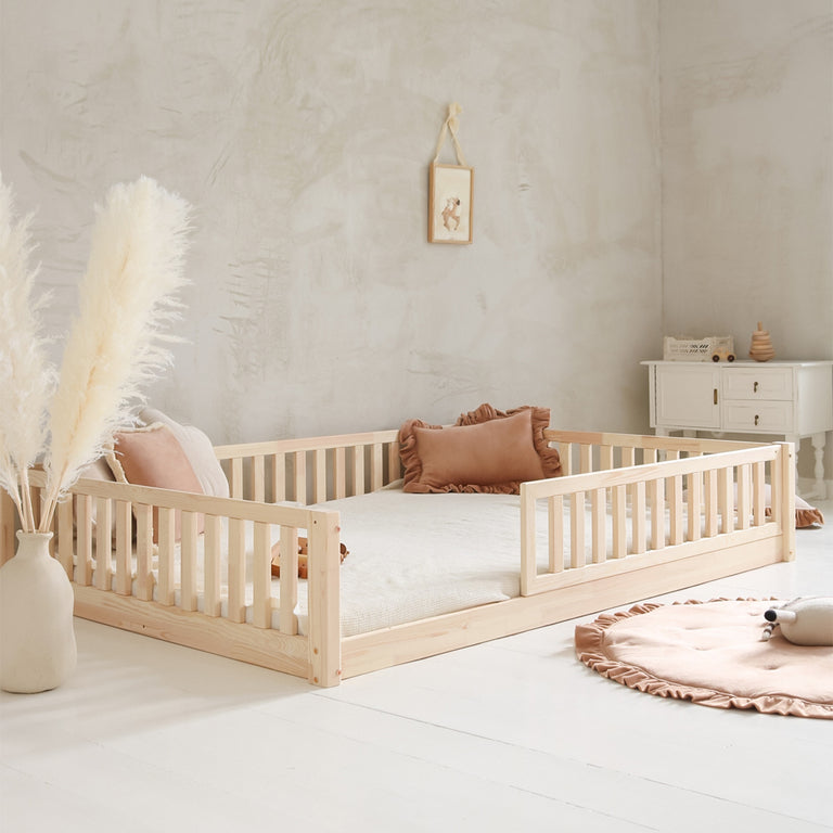 Lit 140x190 barrière et sommier inclus pieds 1 cm Agnès Bois - vue 3