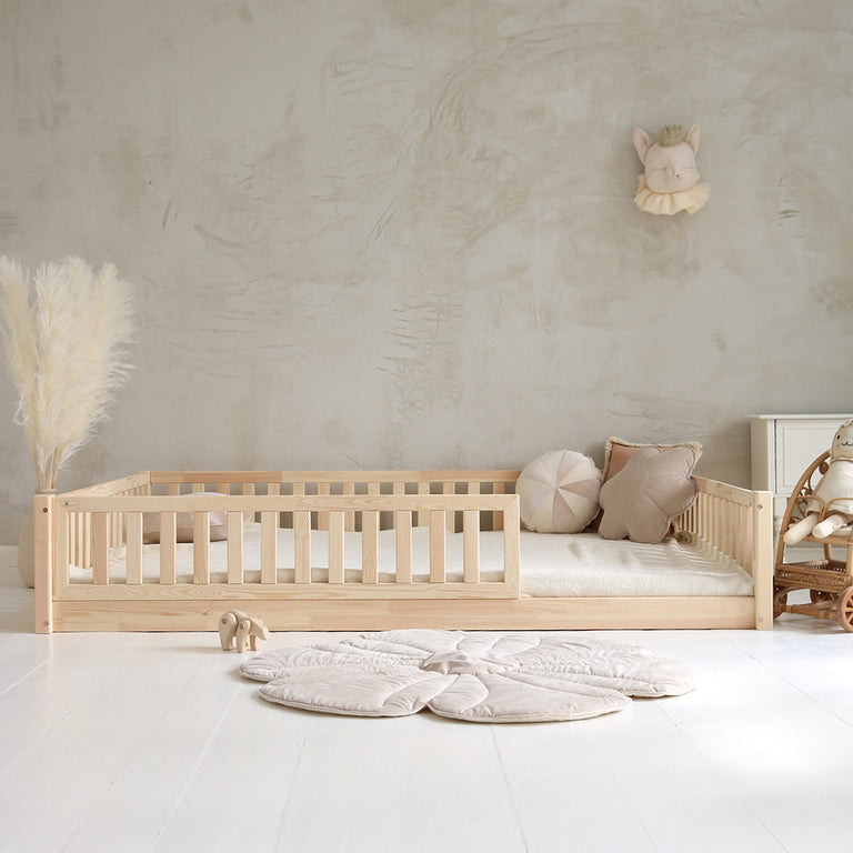 Lit 140x190 barrière et sommier inclus pieds 1 cm Agnès Bois - vue 4