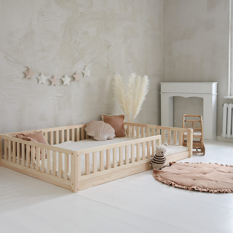 Lit 140x200 barrière et sommier inclus pieds 1 cm Agnès Bois - vue 5