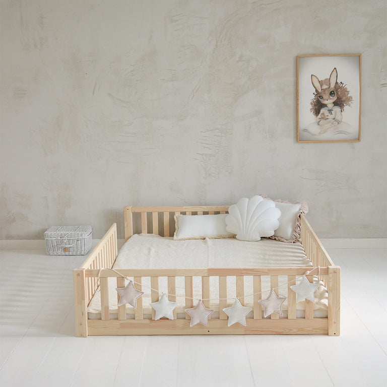 Lit 140x190 barrière et sommier inclus pieds 1 cm Agnès Bois - vue 6