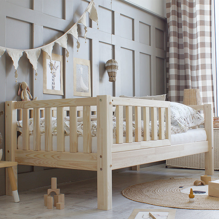 Lit 90x190 barrière et sommier inclus pieds 19 cm Agnès Bois - vue 6