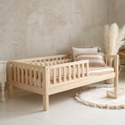 Lit 90x190 barrière et sommier inclus pieds 19 cm Agnès Bois