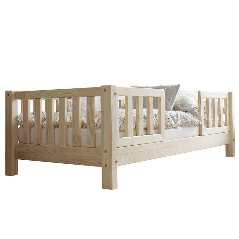 Lit 90x190 barrières et sommier inclus pieds 10 cm Agnès Bois - vue 2