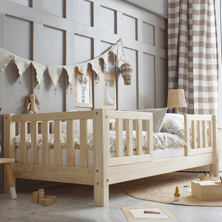 Lit 90x190 barrières et sommier inclus pieds 10 cm Agnès Bois