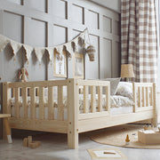 Lit 90x200 barrières et sommier inclus pieds 10 cm Agnès Bois
