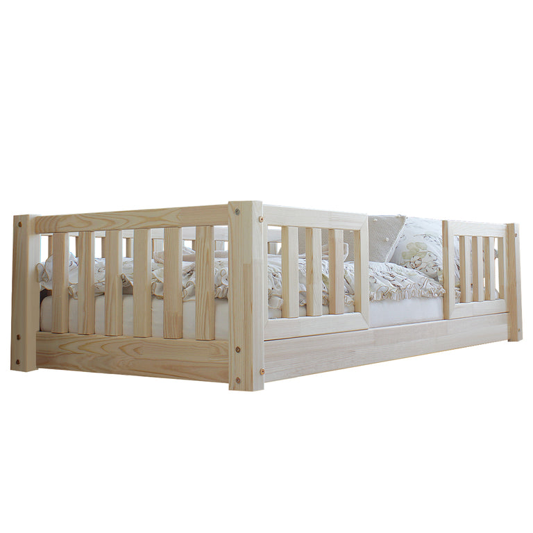 Lit 70x140 barrières et sommier inclus pieds 1 cm Agnès Bois - vue 2