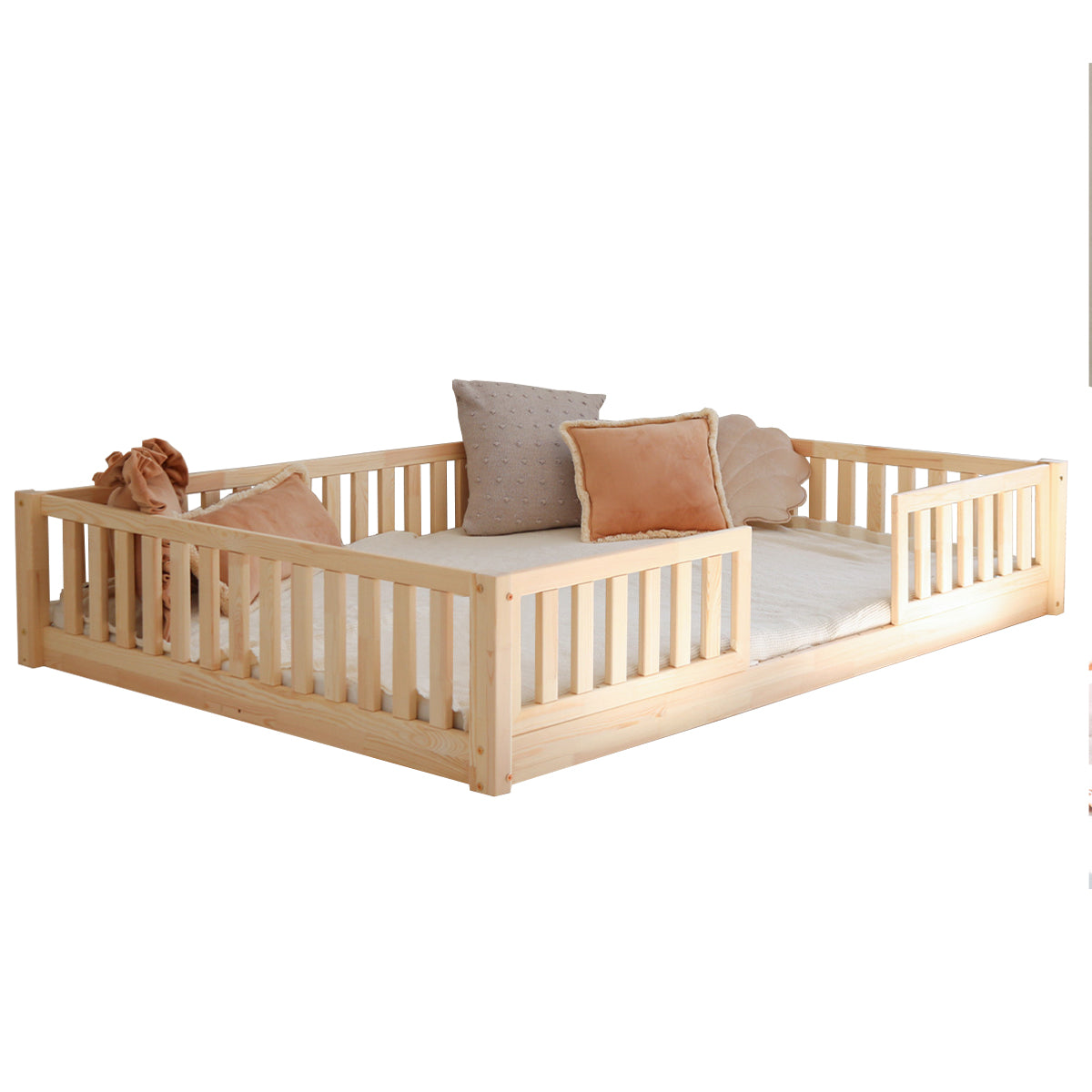 Lit 140x190 barrières et sommier inclus pieds 1 cm Agnès Bois - vue 2