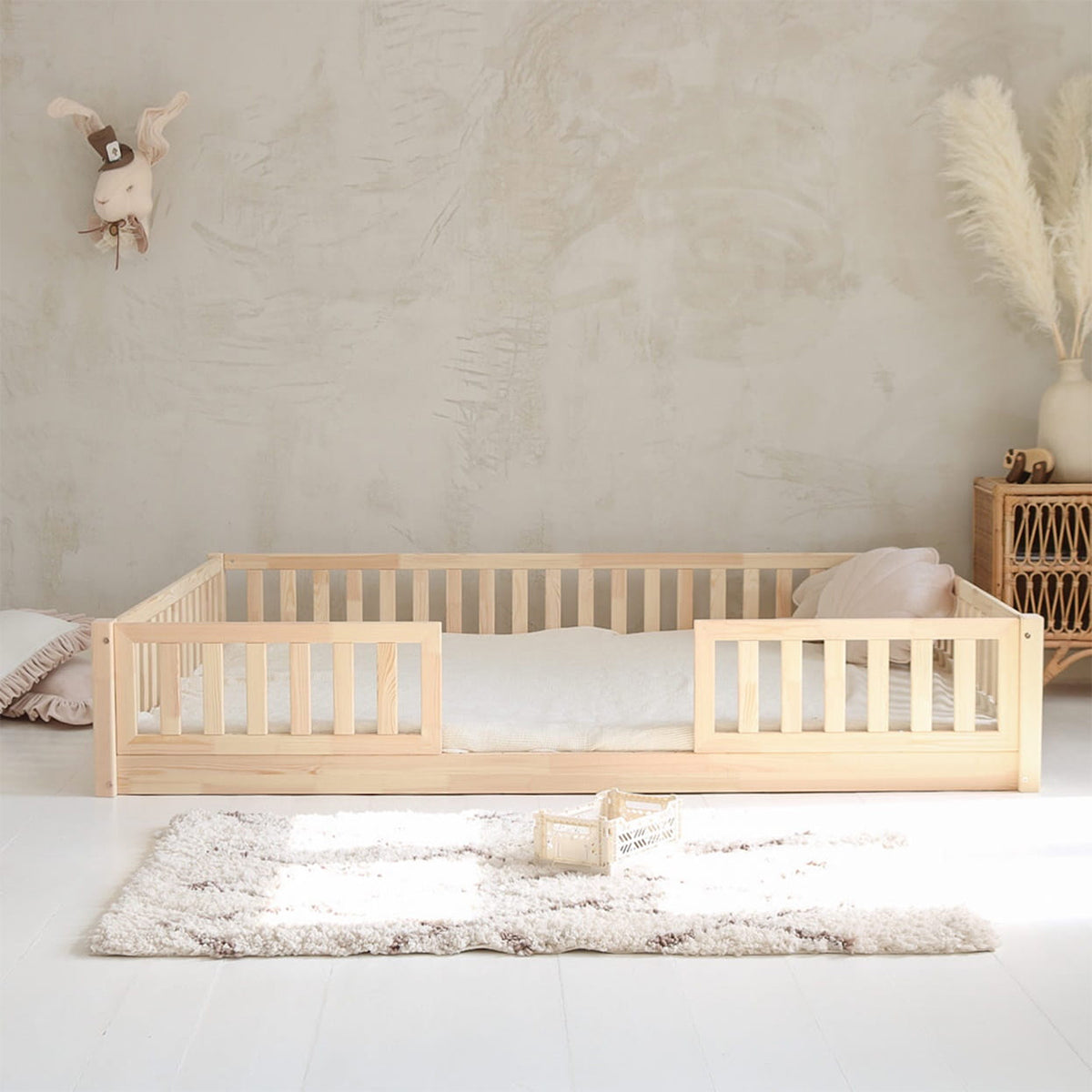 Lit 140x190 barrières et sommier inclus pieds 1 cm Agnès Bois - vue 3