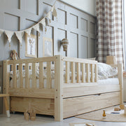Lit 90x190 barrière sommier et tiroir inclus Agnès Bois
