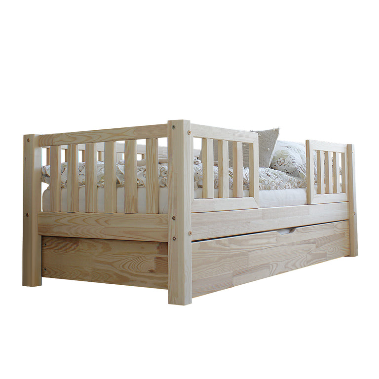 Lit 90x190 barrières sommier et tiroir inclus Agnès Bois - vue 2